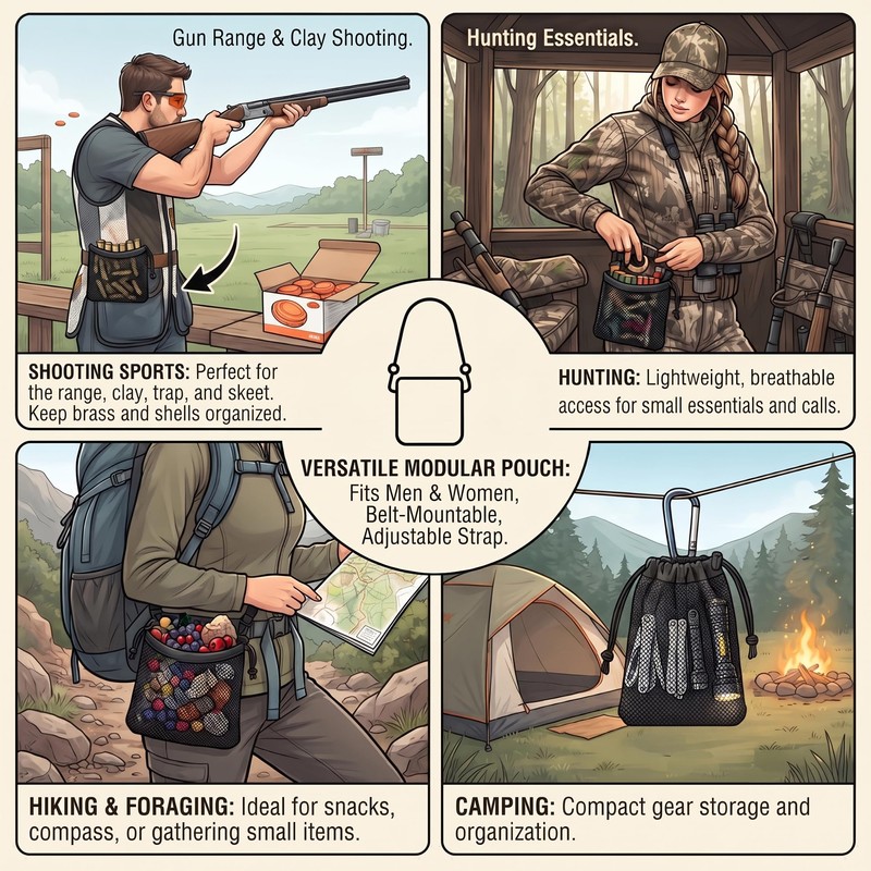 Shooting Gear Mesh Hull Bag: Convertible Waist & Crossbody Sling