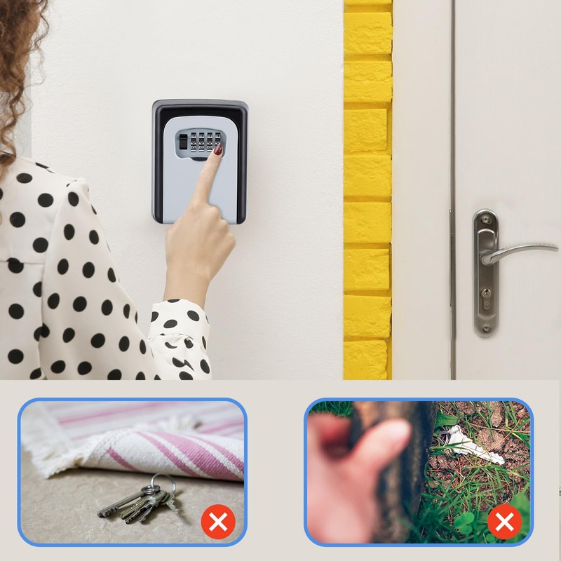 ZHEGE Key Safe with Number Code, 4-Digit Key Box with