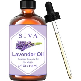 SIVA Lavender Essential Oil - 4 Fl Oz – Natural Lavender Oil - for Diffuser, Face, Skin Care, Aromatherapy, Hair Care, Scalp and Body Massage - with Dropper