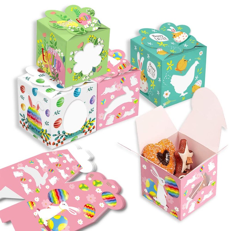 12pcs Easter Treat Boxes, Easter Gift Candy Boxes Bunny Paper