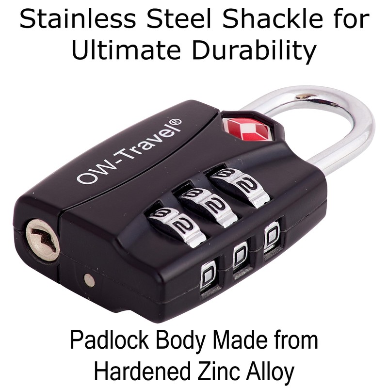 OW-Travel TSA Approved Luggage Locks Suitcase Locks with Indicator Open