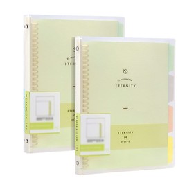 Pack of 2 A5 Spiral Dotted Notebook, PP Loose Leaf Notebook Translucent with Four-Colour Index Label