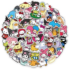 50pcs Kawaii Cartoon Sanrio Characters Stickers for Teens, Vinyl Waterproof Decal for Water Bottle Laptop Sticker for DIY Decorate Bumper Phone Party Supplies Teens Gifts (san50)