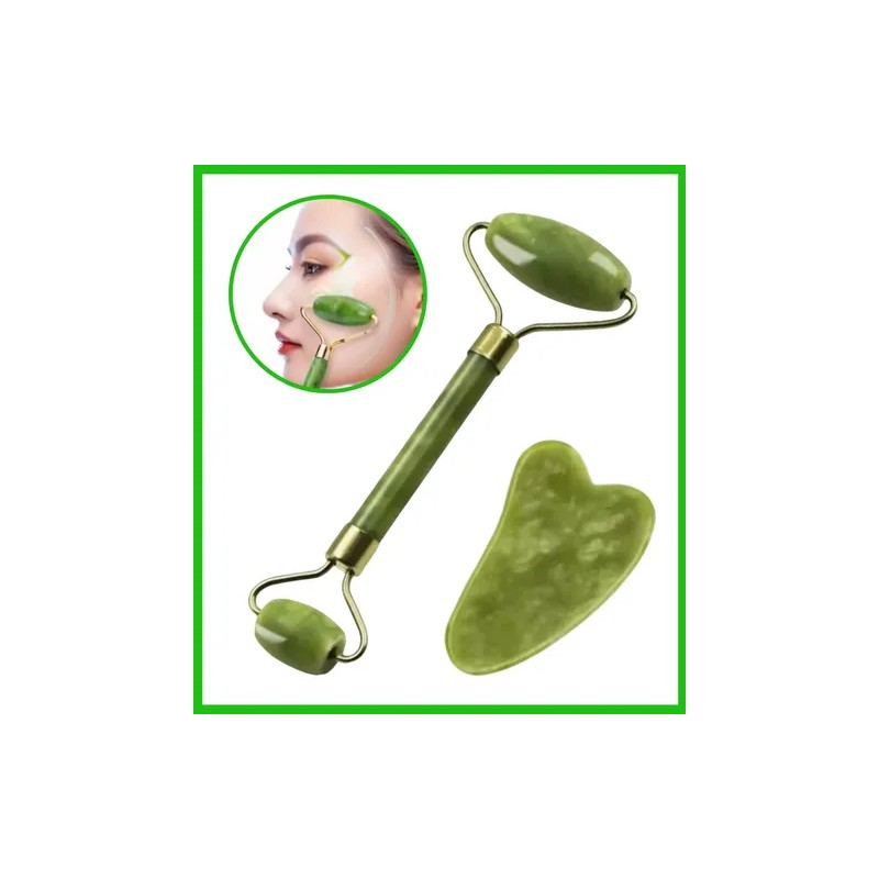 Rodillo De Jade Guasha Masaje Facial Antiedad Rostro