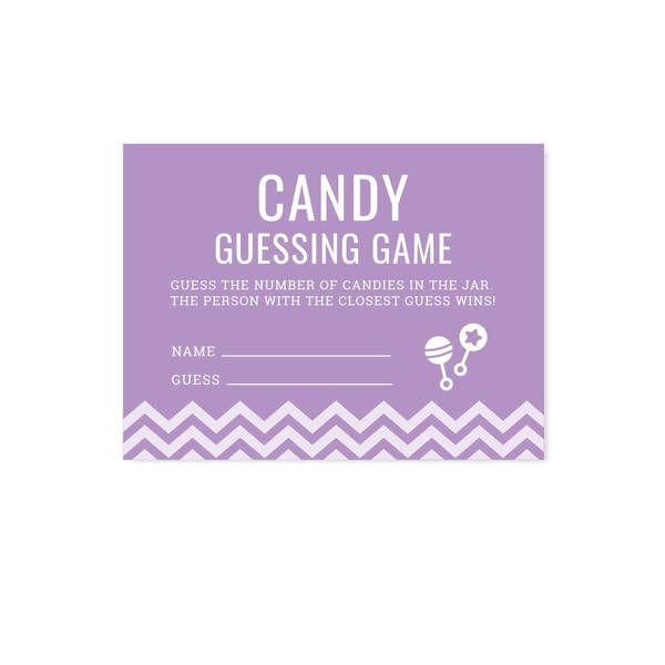 Andaz Press Lavender Chevron Girl Baby Shower Collection, Games, Activities, Decorations, Candy Guessing Game Cards, 30-Pack