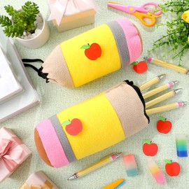 Fullhawl 6 Set 18 Pcs Back to School Gifts Teacher Appreciation Gift Bulk Pencil Case Kawaii Pencil Pouch Pens Lapel Apple Pin Thank You Gift for First Day of School Teacher Birthday Rewards