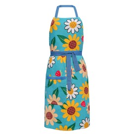 ETLEE Kitchen Apron for Women Cooking Apron for Women with Pocket Cotton Apron for Cooking, Baking, Painting, Housework etc, Yellow (sunflower)