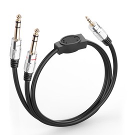 JSADZKJ 3.5mm to Dual 1/4“ TRS Y Split Cable,1/8” Male to Dual 6.35mm Male Stereo Audio Cord,Gold Plated 3.5mm TRS to 1/4 6.35mm (TRS) Connection Cable for Bass Microphone Guitar-1.64Ft