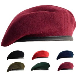 Gajaous Commando Beret, Military Hats, Wool Hats, Berets for Men and Women, Multicoloured Army Hats, Beret Hat, weinrot