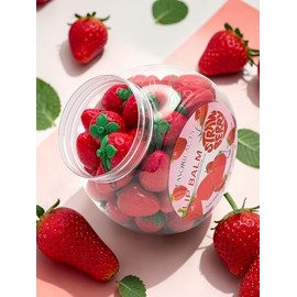 Bálsamo Labial de Fresa Lip Balm 60 Pcs - Hidratante, Protector de Labios Secos y Agrietados con un Delicioso Aroma a Efecto de Larga Duración.