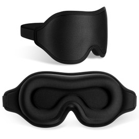 FlyCoco Sleep Mask for Sleeping, Zero Eye Pressure 3D Contoured Cup 99% Black Out Eye Mask, Soft Breathable Lightweight Fluted Design Sleeping Masks with Adjustable Strap, Eye Cover for Yoga Traveling
