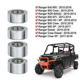Front and Rear Wheel Hub Bearings Fit for Polaris Ranger RZR 800/ RZR S 800 /RZR 4 800 2010-2015, Replaces # 3515090(2PCS) 3515087(2PCS)