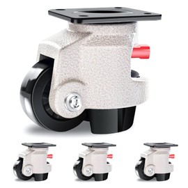 W B D WEIBIDA Industrial Grade Leveling Casters Set of 4, Heavy Duty Retractable Casters Wheels with Ratchet Arm 6600 LBS, Workbench Casters with Nylon Wheels Leveling Feet for Machine(4 Pack)