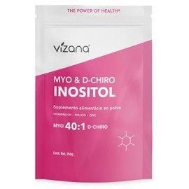 VIZANA NUTRITION | Myo & D-chiro Inositol Mezcla 40:1 en Polvo 250 gr, 5200 mg Myo, 130 mg D-Chiro, adicionado con L-Metifolato (5 MTHF), Vitamina D3 y Zinc, sin azúcar.