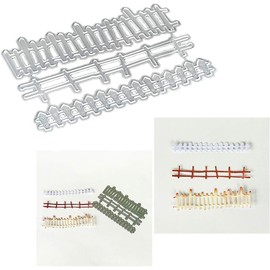 Silver Carbon Steel Cartoon Fences Cutting Die Set Stencil Template Mold DIY Dies for Card Making Cutting Folders Powder Craft Storage Sweet Card Sticker Machine Badge，Die-Cutting and Embossing