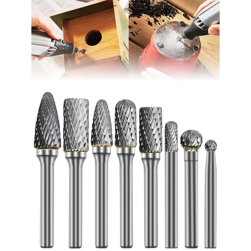 8Pcs Carbide Burr Set Cut Carbide Rotary Burr Set Sturdy