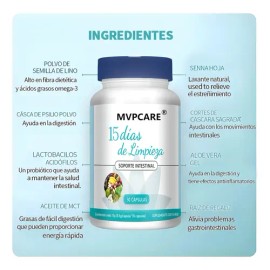 Limpiador de Colon y Desintoxicante para Hombres y Mujeres MVPCARE, 30 Cápsulas para 15 Días