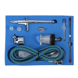 Kit de Aerógrafo de Doble Acción, Pistola Pulverizadora de Aguja de 0,2 Mm, 0,3 Mm, 0,5 Mm, Pintura Artística con Taza en Forma de Embudo, Control de Color y Cantidad de Aire,
