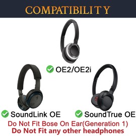 SOULWIT Cooling Gel Replacement Earpads for Bose On-Ear 2 (OE2/OE2i)/SoundLink/SoundTrue On-Ear Headphones, Ear Pads Cushions with High-Density Noise Isolation Foam - Full Black