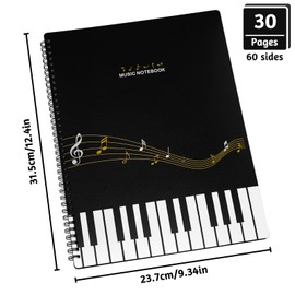 Sheet Music Folder, A4 Music Folder for Sheet Music 30 Pockets Blank Spiral Music Binder for Sheet Music and Documents Organizer Music Lover Gifts