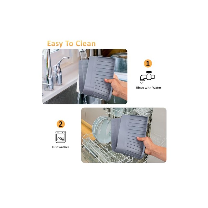 Sink Edge Protector with Suction Cup 4"x24", Silicone Sink Splash