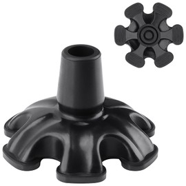supregear Cane Tip with 6 Prong, Non-Slip 6 Support Rubber Cane Tip Self Standing Replacement Cane Tip for 19 mm Diameter Standard Walking Cane Folding Cane Cane Accessory, Black