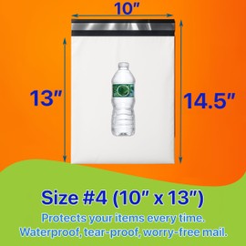 Pokanic Poly Mailers White Bags [Size #4] - [10" x 13"] x [10 Pack] 2 mil, Shipping Envelope Self-Sealing Envelopes Plastic Mailing Durable Water-Resistant Strong Adhesive Packing (10 Pack, #4)