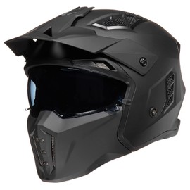ILM Open Face Motorcycle 3/4 Half Helmet for Men and Women, Vintage Retro Helmet with Visor for Moped ATV Cruiser Scooter DOT Model Z302(Matte Black,XX-Large)