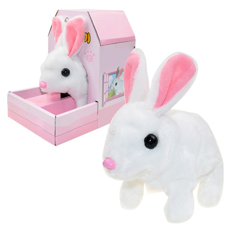 Electric Rabbit Plush Toy Battery Operated Stuffed Bunny Jumping Wiggle