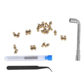 35 Pcs Set 3D Printer Nozzle Cleaning Kit MK8 Brass Tip Nozzles Stainless Steel Cleaning Needle Tweezers Wrench Set