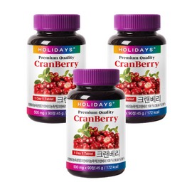 Holidays Premium Cranberry Tablets 500mg x 90 tablets (3) / 홀리데이즈 프리미엄 크랜베리 타블렛 500mg x 90정 3개