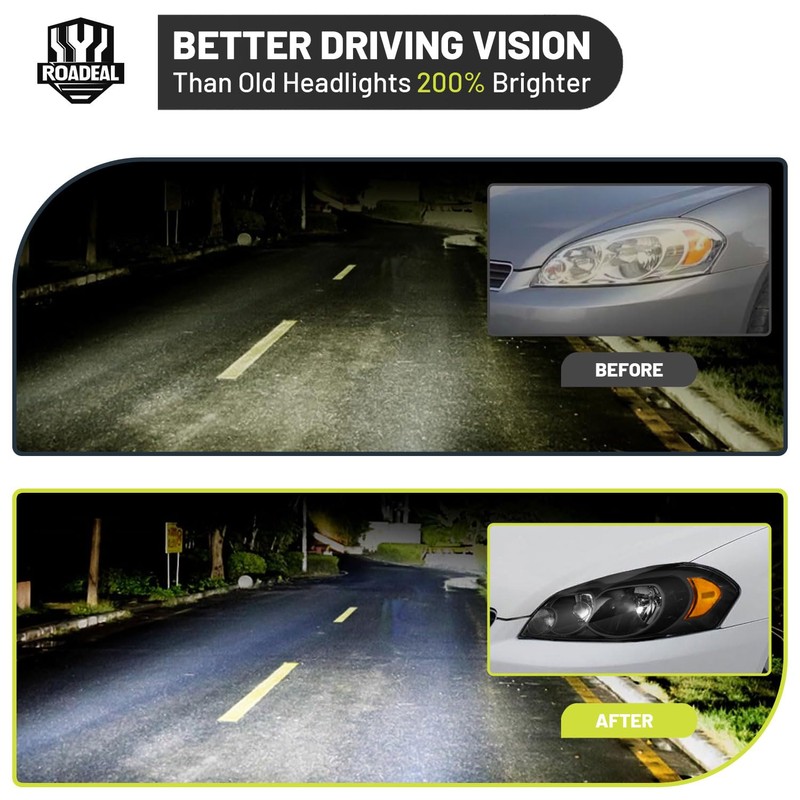 ROADEAL Headlights W/Bulbs for 2006-2013 Chevy Impala, 2006-2007 Chevy Monte