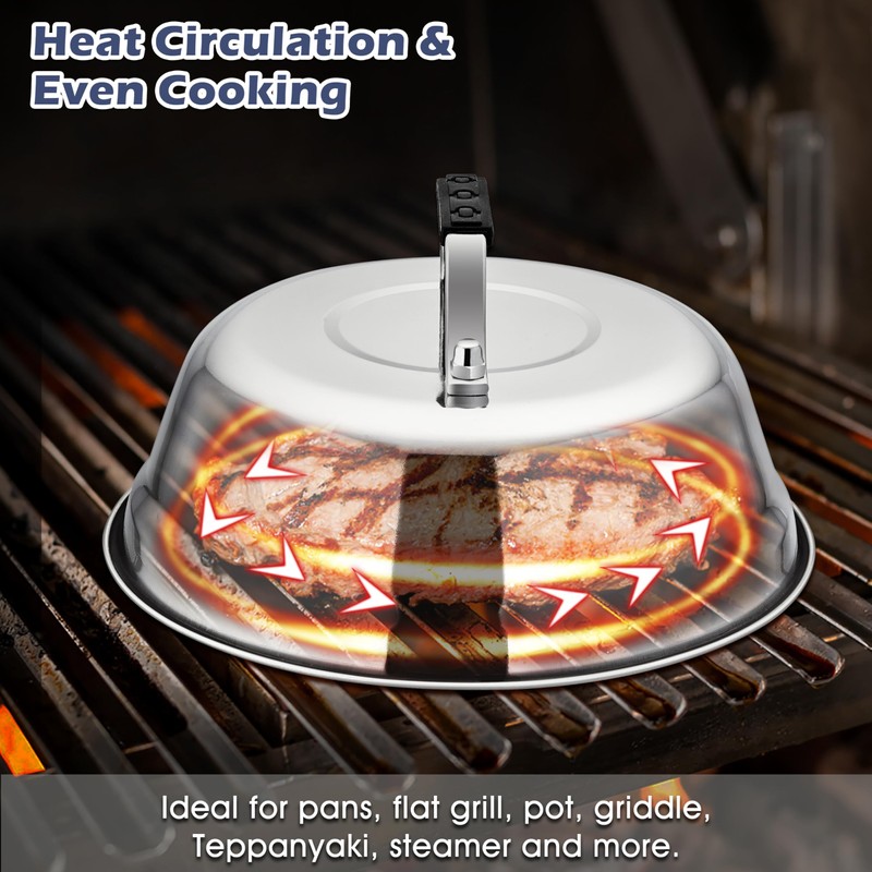 Herogo Cheese Melting Dome, 2 Pieces Stainless Steel Burger Cover