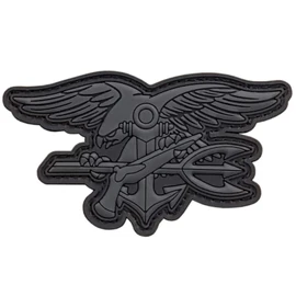 LEGEEON Blackout US Navy Seals Insignia DEVGRU SOCOM Morale 1x Military Black PVC 3.2 x 1.8" Morale Patch