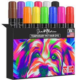 Jim&Gloria Washable Pet Fur Paint Dye For Your Pets Temporary Colors Hair Painting Pens Grooming Boy And Girl Dog Accessories Kit Farm Animal Marking Markers For Cattle Horses Livestock – Set of 12