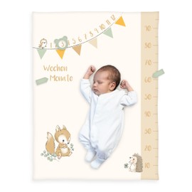Herding Babybest Soft Peach Blanket Forest Friends Milestone Blanket / Monthly Blanket / Photo Blanket with Accessories 75 x 100 cm Polyester