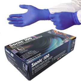 Aurelia - Sonic100-100 Single Use Nitrile Gloves - Powder Free - Hypoallergenic - Textured Fingertips - Ambidextroud (Large)