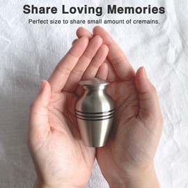 Adera Dreams Small Urns for Human Ashes Keepsake - Set of 1 in Pewter - Mini Cremation Urns - Memorial Ashes Urn with Case, Velvet Pouch and Funnel - Miniature Burial Funeral Urns for Sharing Ash