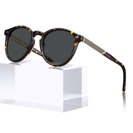 CARFIA Vintage Women's Sunglasses Handcrafted Acetate Round Polarised Eyewear with 100% UV Protection