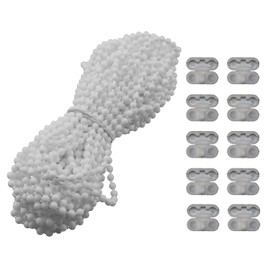 MEETOOT - Kit reparador de cadena de abalorio de 10 metros, 10.94 yardas, persiana enrollable de plástico romana vertical con abalorio de cadena, cuerda de cortina de ventana con 10 conectores, color
