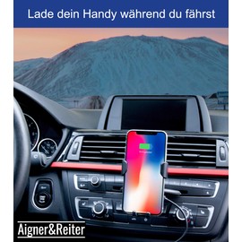 Handyhalterung Auto mit Ladefunktion für den CD Schlitz | KFZ Handy Halterung mit Induktion Wireless Charger für den CD Player | Kompatibel mit Allen Smartphones mit Qi Standard