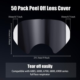 Frienda 50 Pcs Peel off Lens Cover Shield Respirator Mask Protective Cover Compatible for 6885, 6000, 6700, 6800, 6900 Series