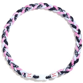 NUKAYAI Baseball Necklace for Girls Daughter Niece Pink/Black/White Tri-Braided Rope Necklaces for Softball Baseball Team Players Lovers Fans 18in