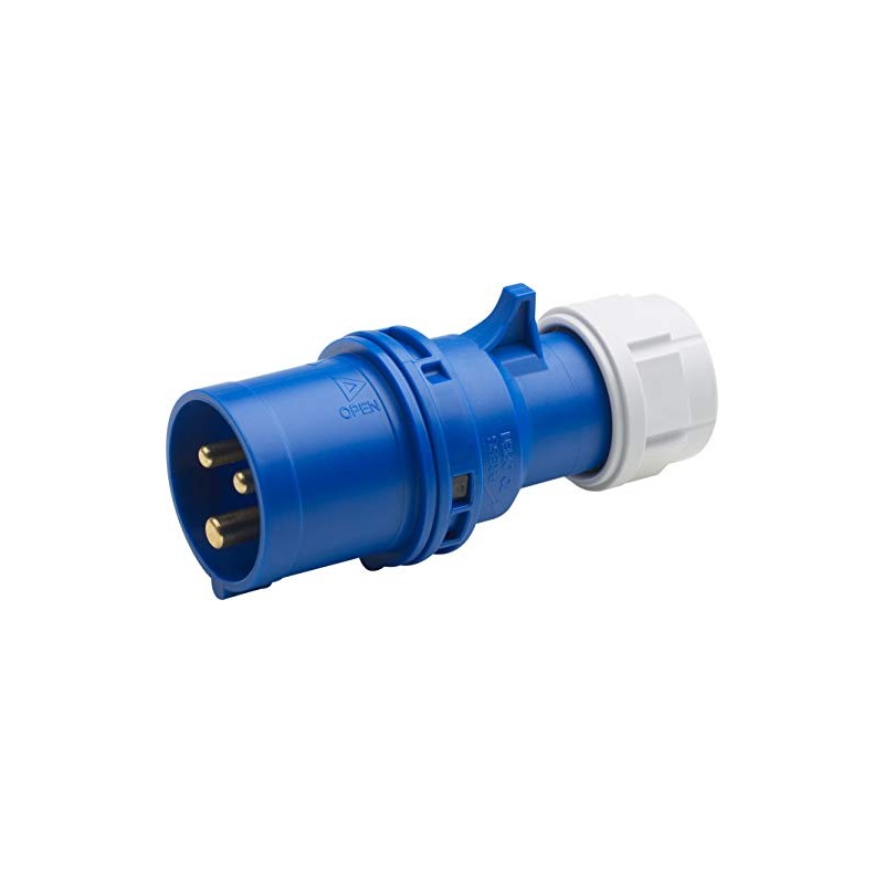 Meister CEE plug, 3-pin, blue, 230 V, 16 A, maximum