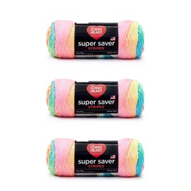 Red Heart Super Saver Retro Stripe, 3 Pack of 5oz/142g-Acrylic-#4 Medium-236 Yards, Knitting/Crochet