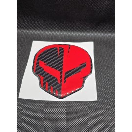 Corvette C8 Jake Skull Fender Badge 3D Domed Emblem Carbon Fiber Red