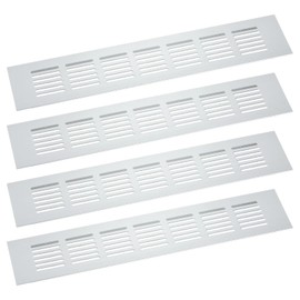 sourcing map Air Vents Cover, 4Pcs 300 x 60mm - Aluminum Alloy Mesh Air Return Vent Cover, Rectangle Louvered Ventilation Grille for Shoe Cabinet Wardrobe (Silver)