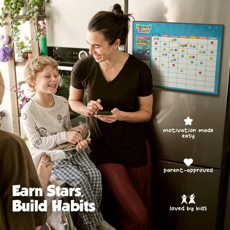 inamio Magnetic Kids Responsibility Reward Chart - Engaging 3D Stars