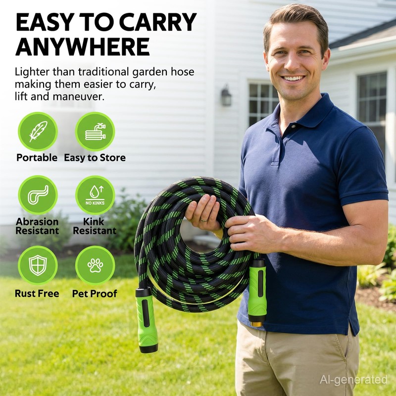 NON-EXPANDABLE Garden Hose 25 FT, Heavy Duty Steel Metal Flexible