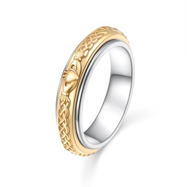 HOOHWE Anxiety Rings Anti Stress Ring Women's Silver 925 Claddagh Rings for Women Vintage Ring Gift, Silver, No Gemstone